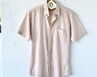 Vintage 70s Collared Mens Shirt Summer Short Sleeve Top