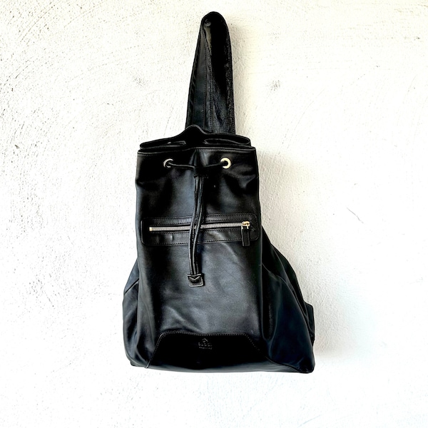 Vintage Gucci Leather Backpack Black Sling Bag
