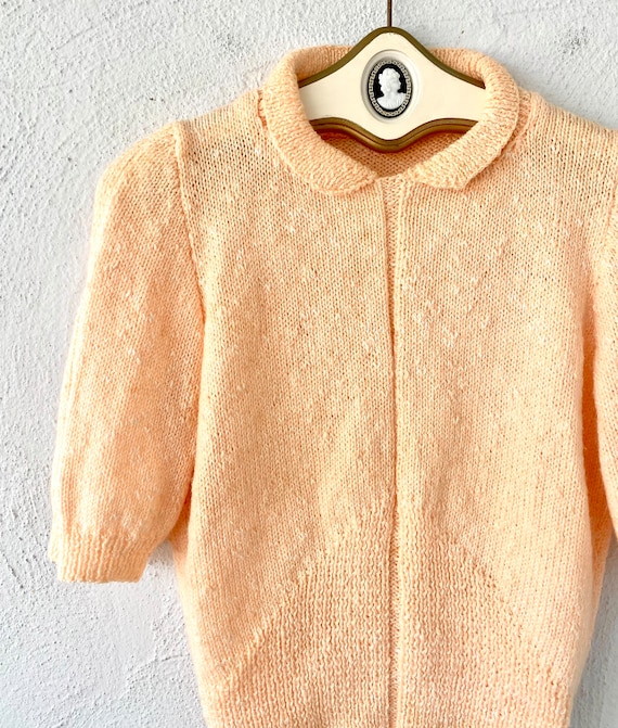 Vintage 50s 80s Peter Pan Collar Sweater Knit Col… - image 3
