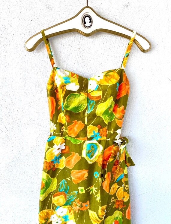 Vintage 50s Hawaiian Sarong Wiggle Dress Hawaii W… - image 2