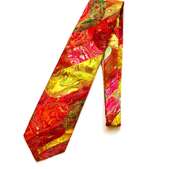 Vintage 60s Psychedelic Men’s Tie Bright Marble S… - image 6