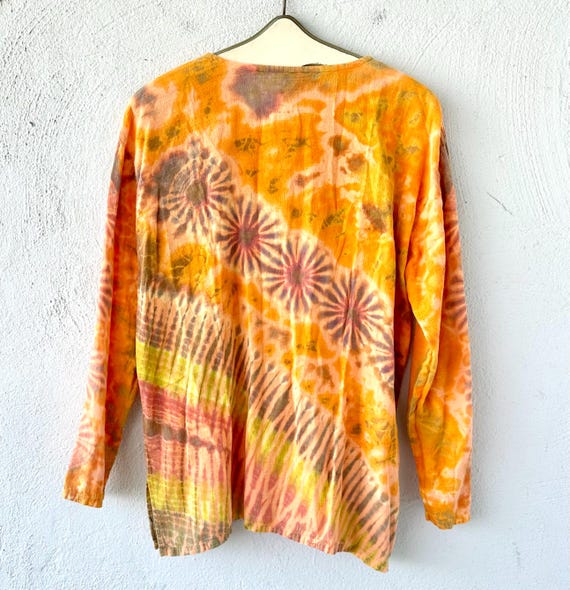 Vintage 70s Indian Boho Gauze Shirt 1970s Hippie … - image 6