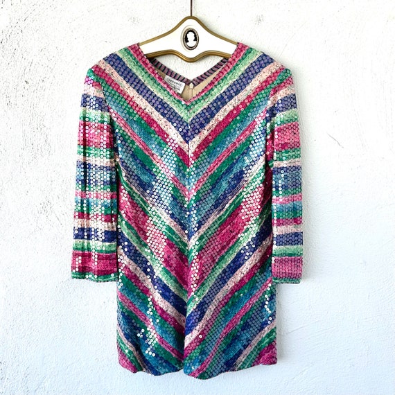 Vintage 1970s Missoni Sequin Knit Top // 70s Disc… - image 1