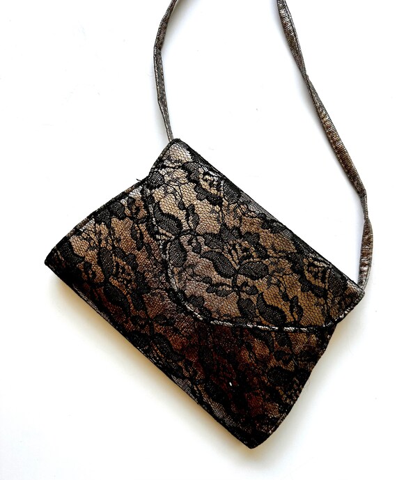Vintage 80s 90s Neiman Marcus Lace Purse Handbag … - image 4