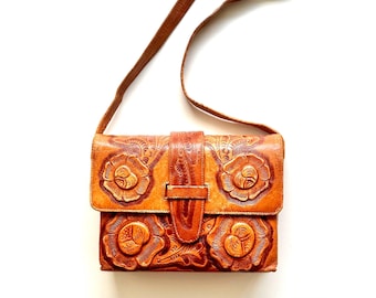 Vintage 70s Brown Leather Shoulder Bag - Etsy