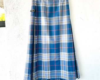 Vintage Scottish Kilt Plaid Pleated Wool Skirt