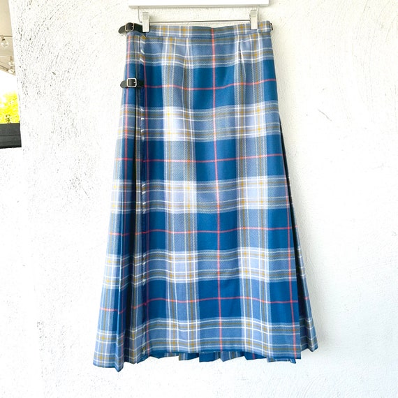 Vintage Scottish Kilt Plaid Pleated Wool Skirt - image 1