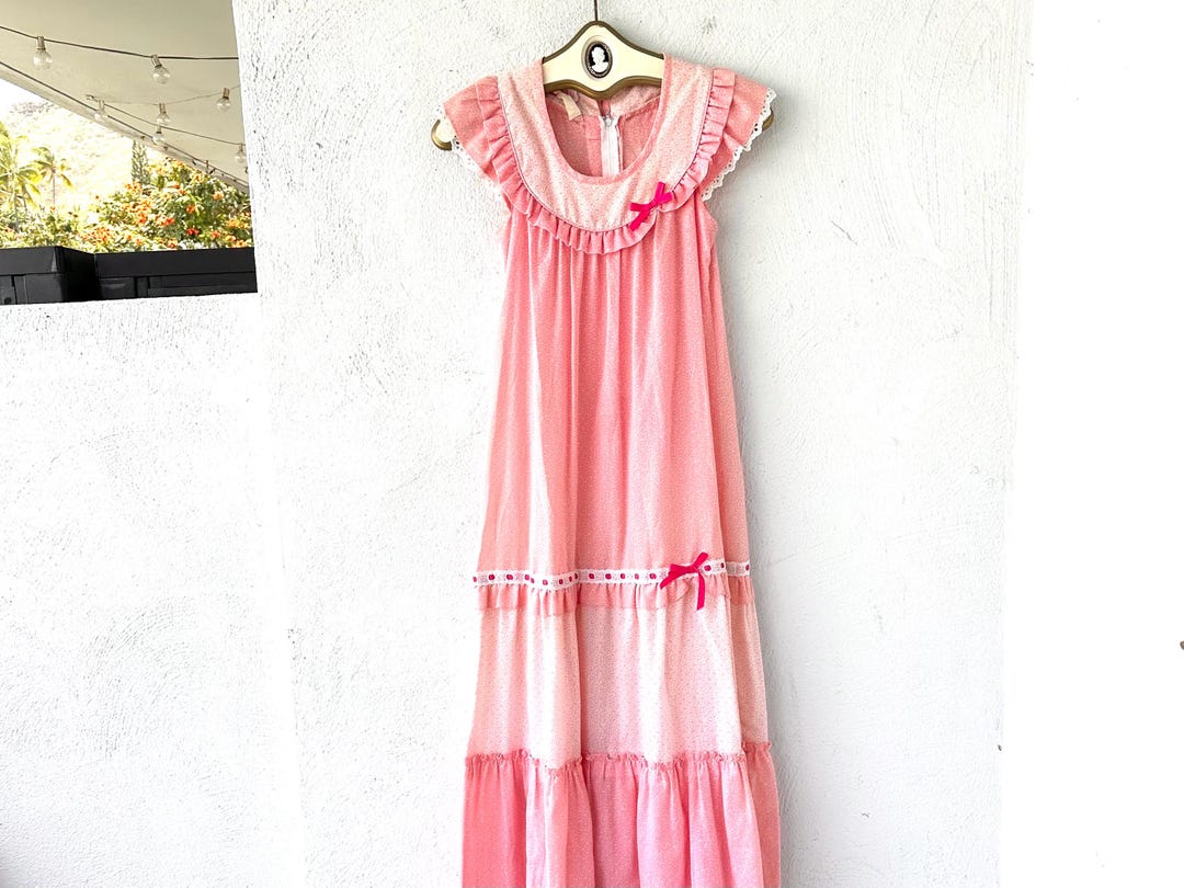 Vintage 70s Hawaiian Muumuu Pink Babydoll Dress 1970s Hawaii Caftan ...