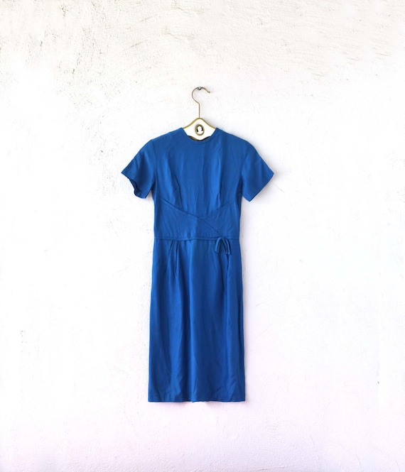 Vintage 50s 60s Minimalist Mod Blue Dress // Stru… - image 1