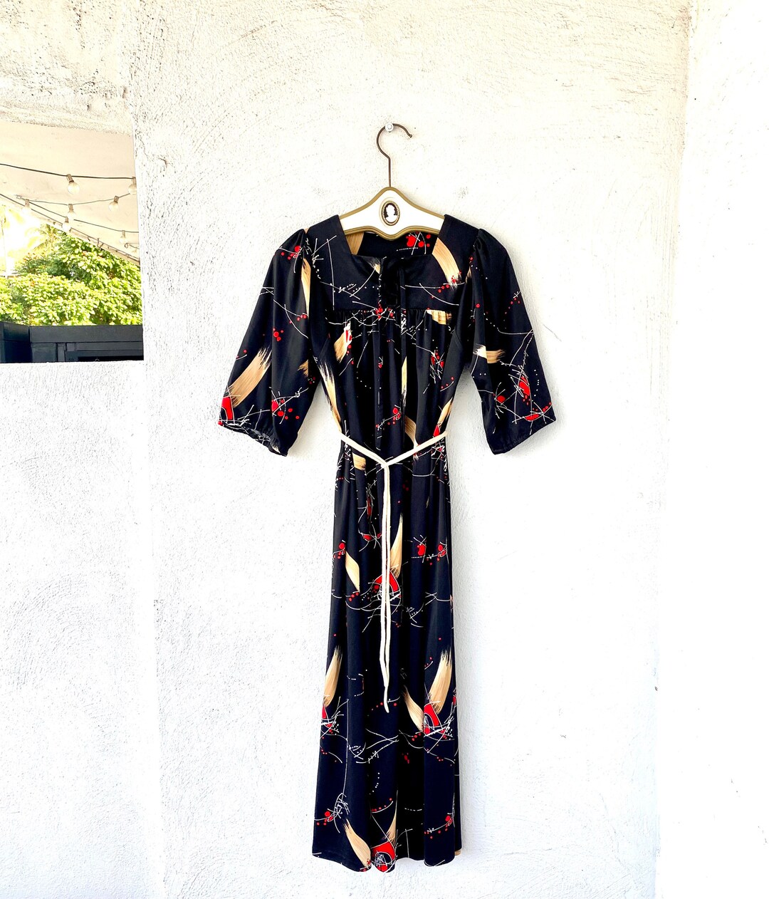 Vintage 70s Hawaiian Muumuu Hawaii Abstract Artist Dress Black 1970s ...