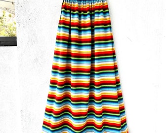 Vintage 70s 80s Rainbow Striped Skirt // Ombré Bright Long High Waisted Skirt