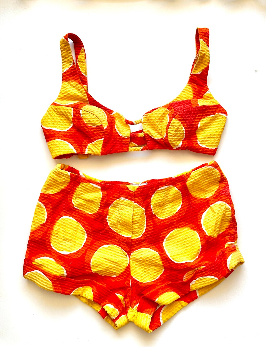 Vintage 60s Hawaiian Swimsuit Hawaii 2 Piece Bikini Top Shorts Mod