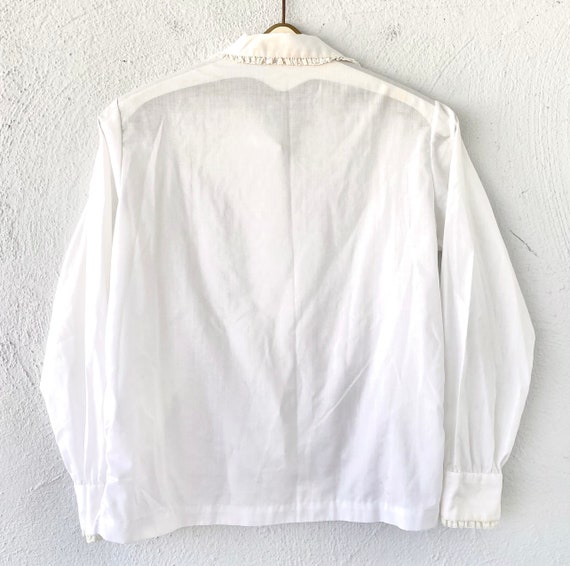 Vintage 70s Prairie Lace Collar Shirt White Ruffl… - image 5