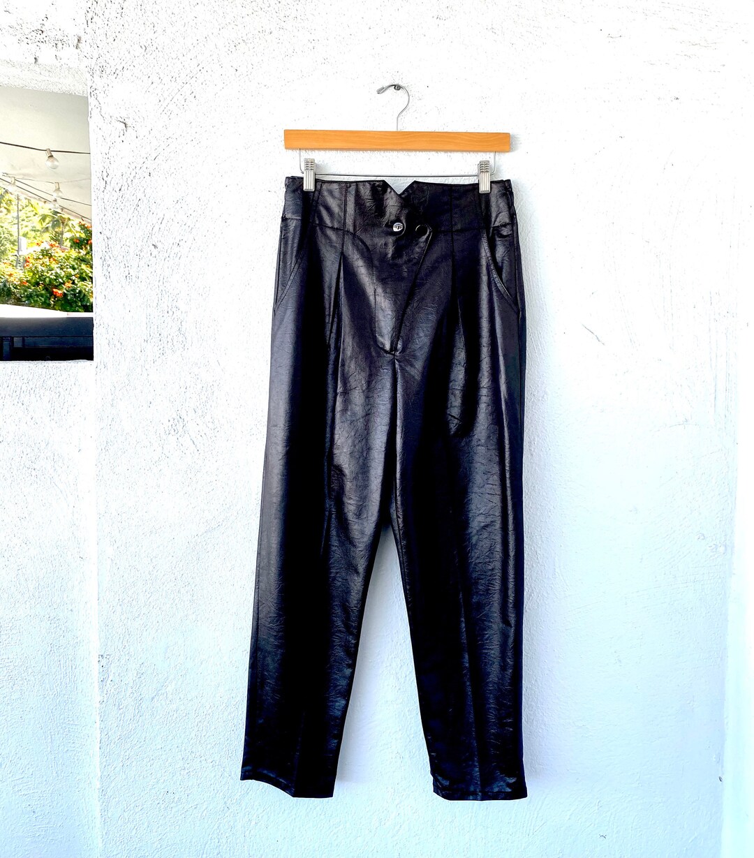 Vintage 80s Shiny Faux Leather Baggy Pants - Etsy
