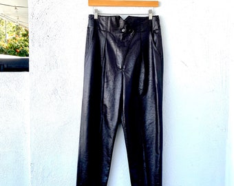 Vintage 80s Shiny Faux Leather Baggy Pants