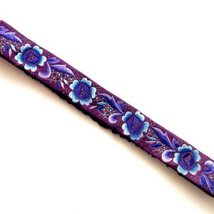 Vintage Silk Embroidered Floral Belt Purple Metallic Sash