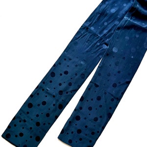 Vintage Silk Scarf 1990s Minimalist Blue Polka Dotted Scarf Hair Accessory