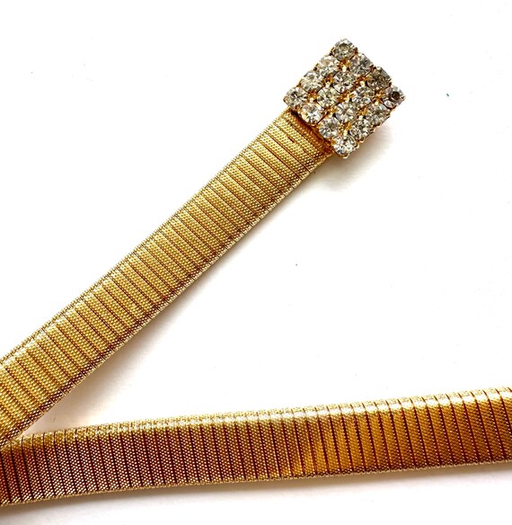 Vintage 70s 80s Rhinestone Gold Belt 1970s 1980s Snake Chain  display picture 1