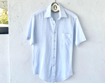 Vintage 70s Collared Mens Shirt Summer Short Sleeve Top