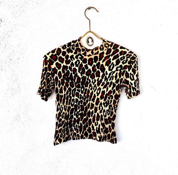 Vintage 90s Cheetah Leopard Animal Print Stretchy… - image 1
