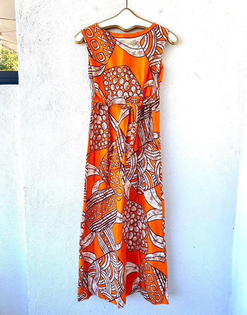 Vintage 60s 70s Sears Hawaiian Dress 1960s 1970s Orange Bright Hawaii ...