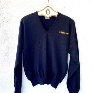 Vintage 70s 80s Horizon Air Logo Sweater 1970s 1980s Airlines Uniform Black