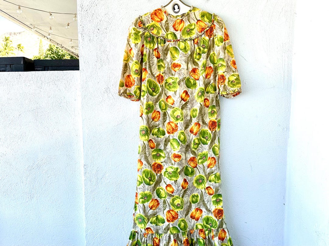 Vintage 50s 60s Malihini Hawaiian Muumuu 1950s 1960s Hawaii Poppy ...