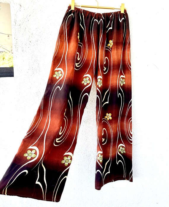 Vintage 90s Tropical Hawaiian Palazzo Pants Wide … - image 1