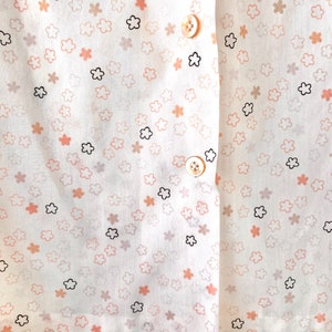 Vintage 50s 60s Floral Bow Tie Collar Shirt White Pink Collared Top image 5