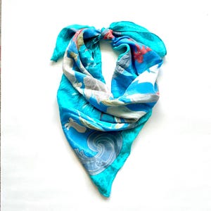 Vintage Vera Neumann Bright Floral Rainbow Daisy Silk Scarf