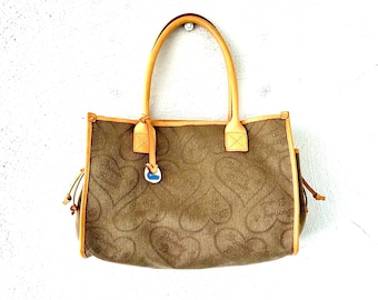 vintage Dooney and Bourke Heart Tote Bag Sac à main D&B beige