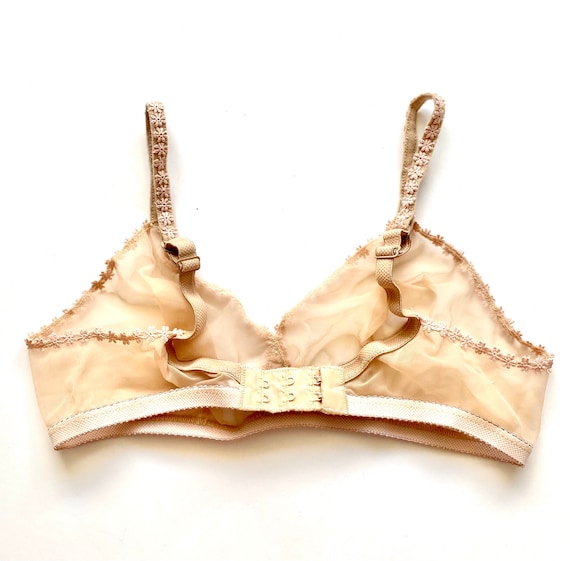 Vintage 60s Christian Dior Nude Mesh Bra Embroide… - image 10