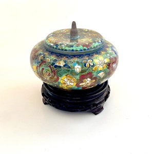 Antikes Cloisonné chinesisches Ingwerglas asiatische japanische Blumenbehälter-Schüssel