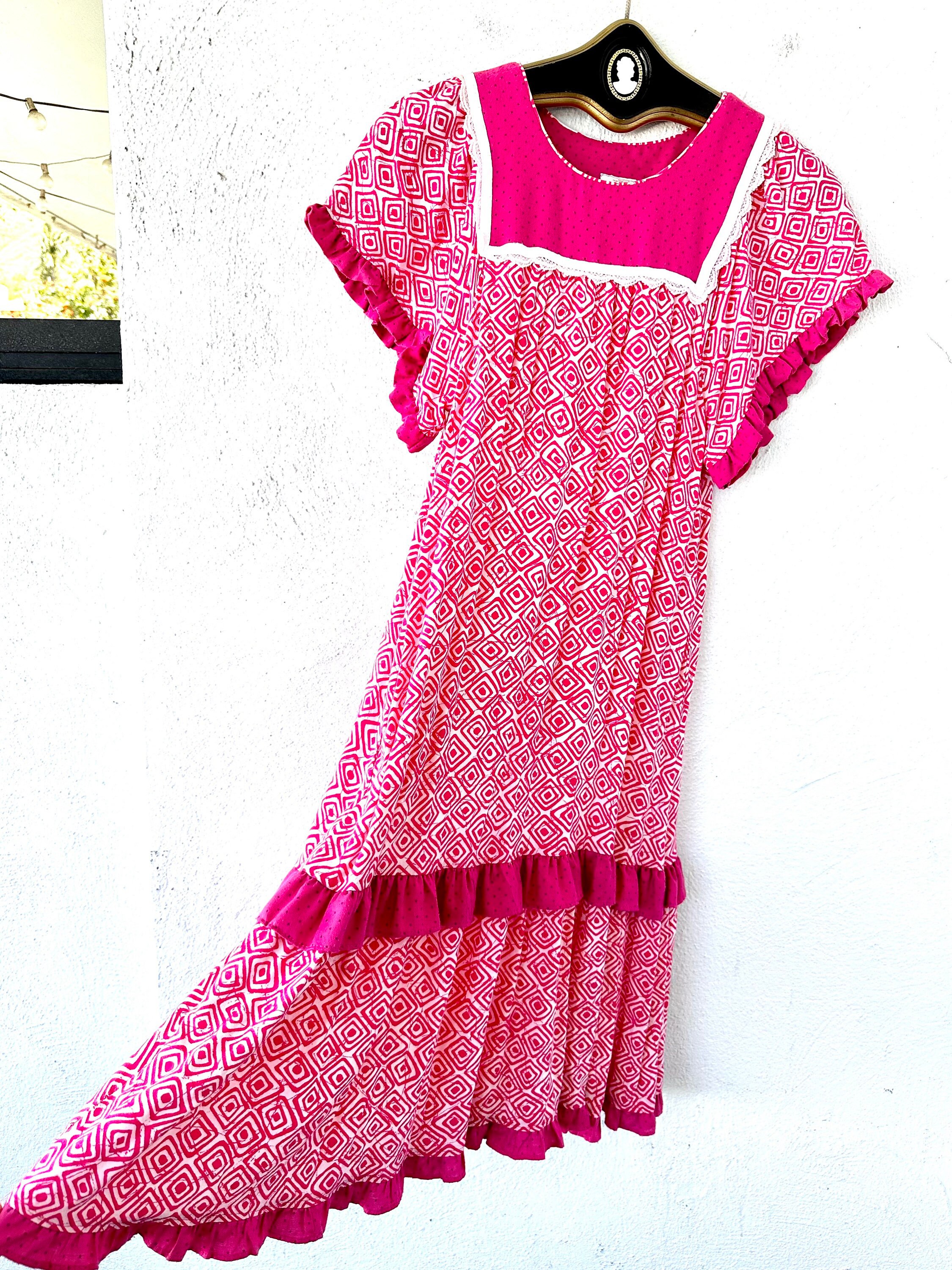 Vintage Hawaiian Muumuu Pink Caftan Dress - Etsy