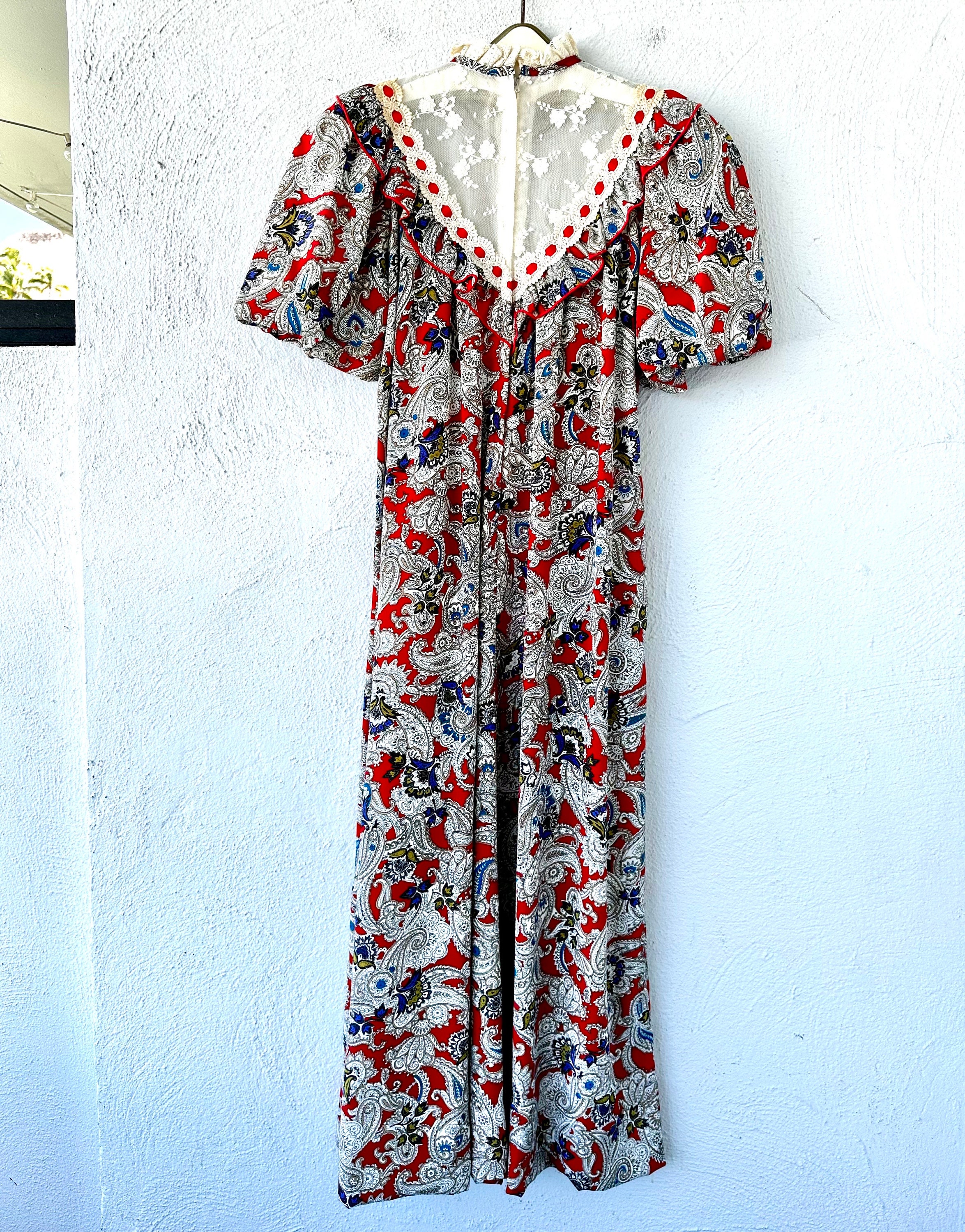 Vintage Hawaiian Muumuu Prairie Floral Hawaii Dress With Ruffle Lace ...