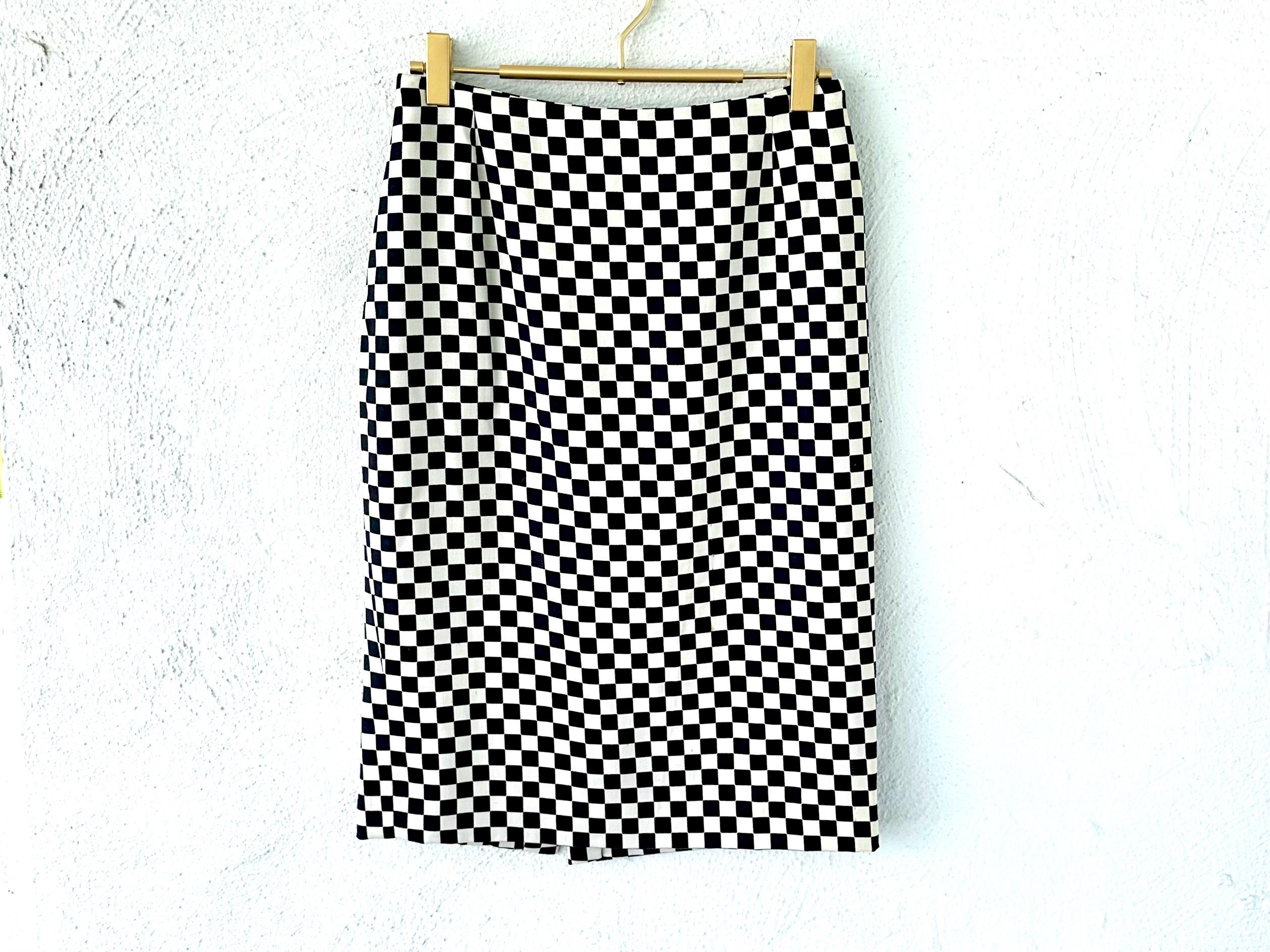 Vintage Gianni Versace 90s Check Skirt Black White 1990s - Etsy