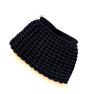 Vintage 40s 1940s Crochet Black Bag Woven Macramé Purse Handbag Clutch