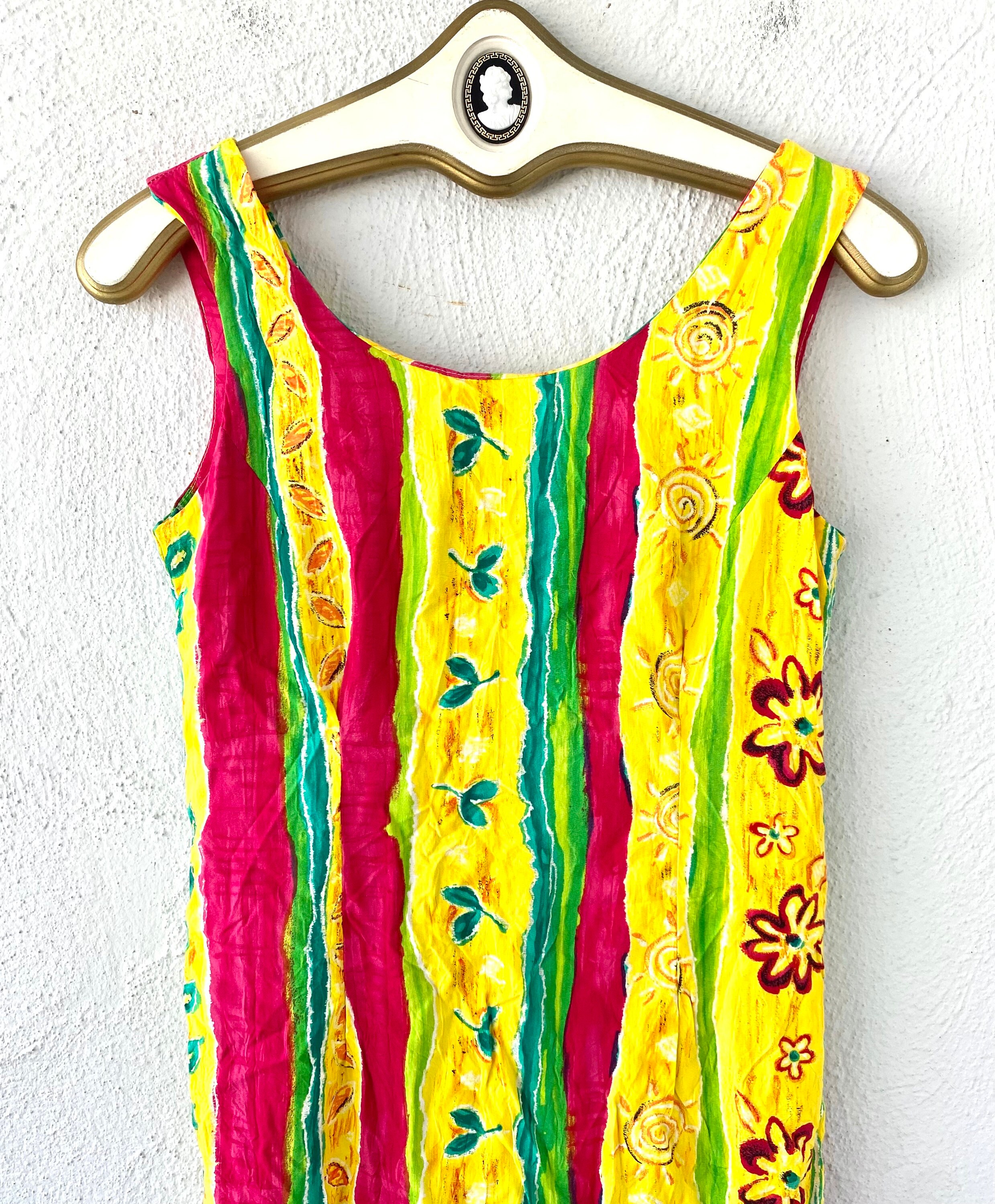 Vintage 80s 90s Jams World Style Dress Hawaiian Bright Dress