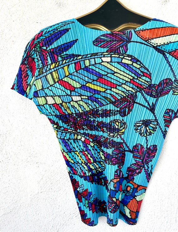 Vintage Issey Miyake Pleats Please Top // Y2k Butterfly Floral