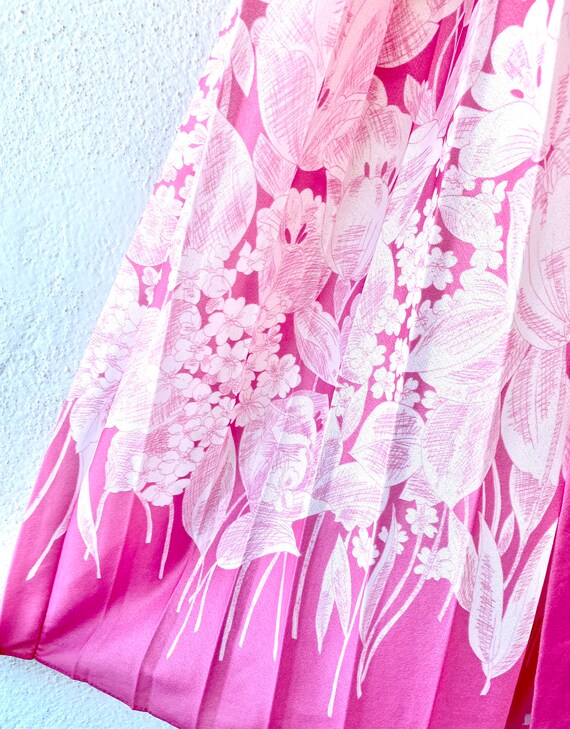 Vintage 70s 80s Pink Floral Artsy Day Dress - image 5