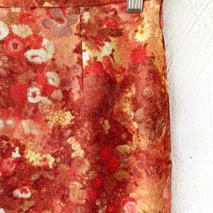 Vintage 70s 90s Metallic Sparkly Floral Skirt // Red Yellow Sparkle Flirty Skirt image 4