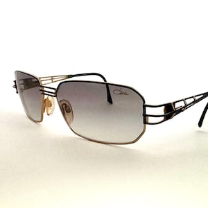Vintage Cazal Hip Hop Sunglasses Designer Aviator Gold Black Shades