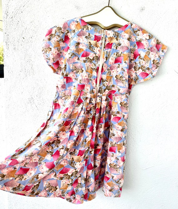 Vintage 90s Floral Romper Japanese Fan Romper Haw… - image 7