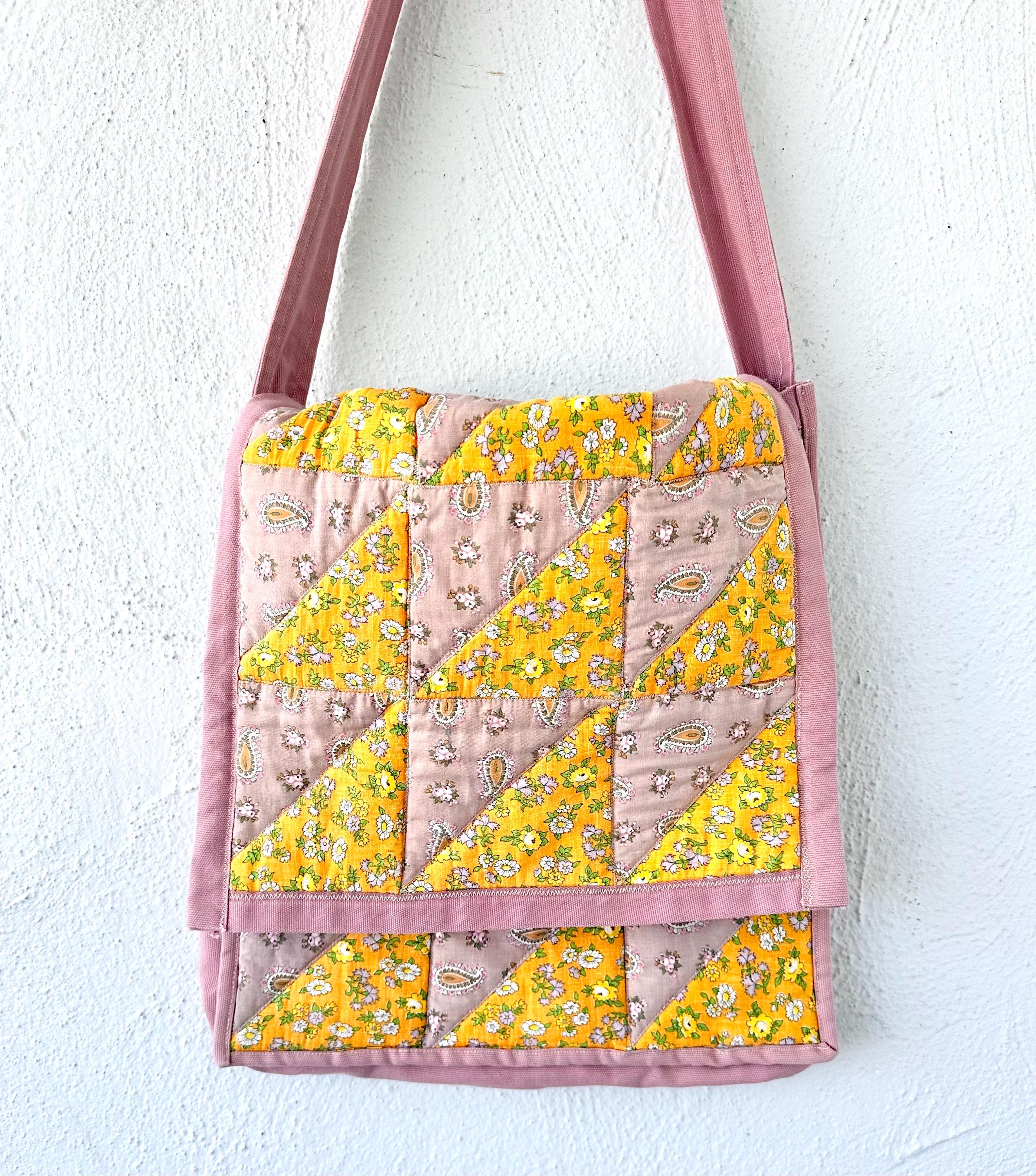 Vintage Quilt Shoulder Bag Quilted Patchwork Purse Messenger Bag 