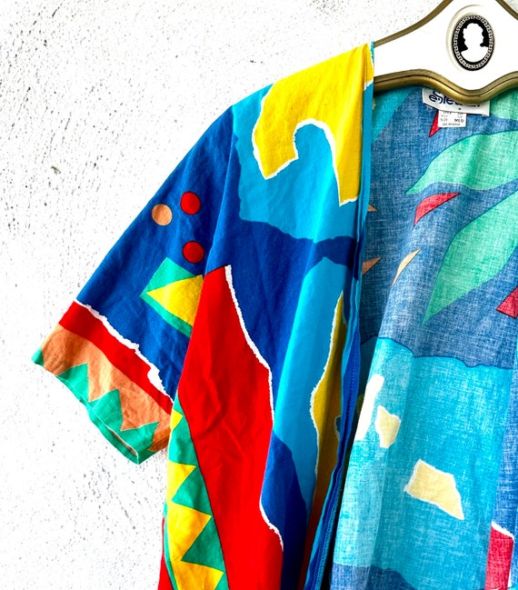 Vintage 90s Batik Shirt Dress Boho Tunic  Geometr… - image 9