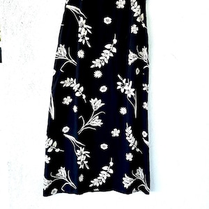 Vintage Laura Ashley Skirt 90s 1990s Minimalist Black White Floral Maxi Skirt