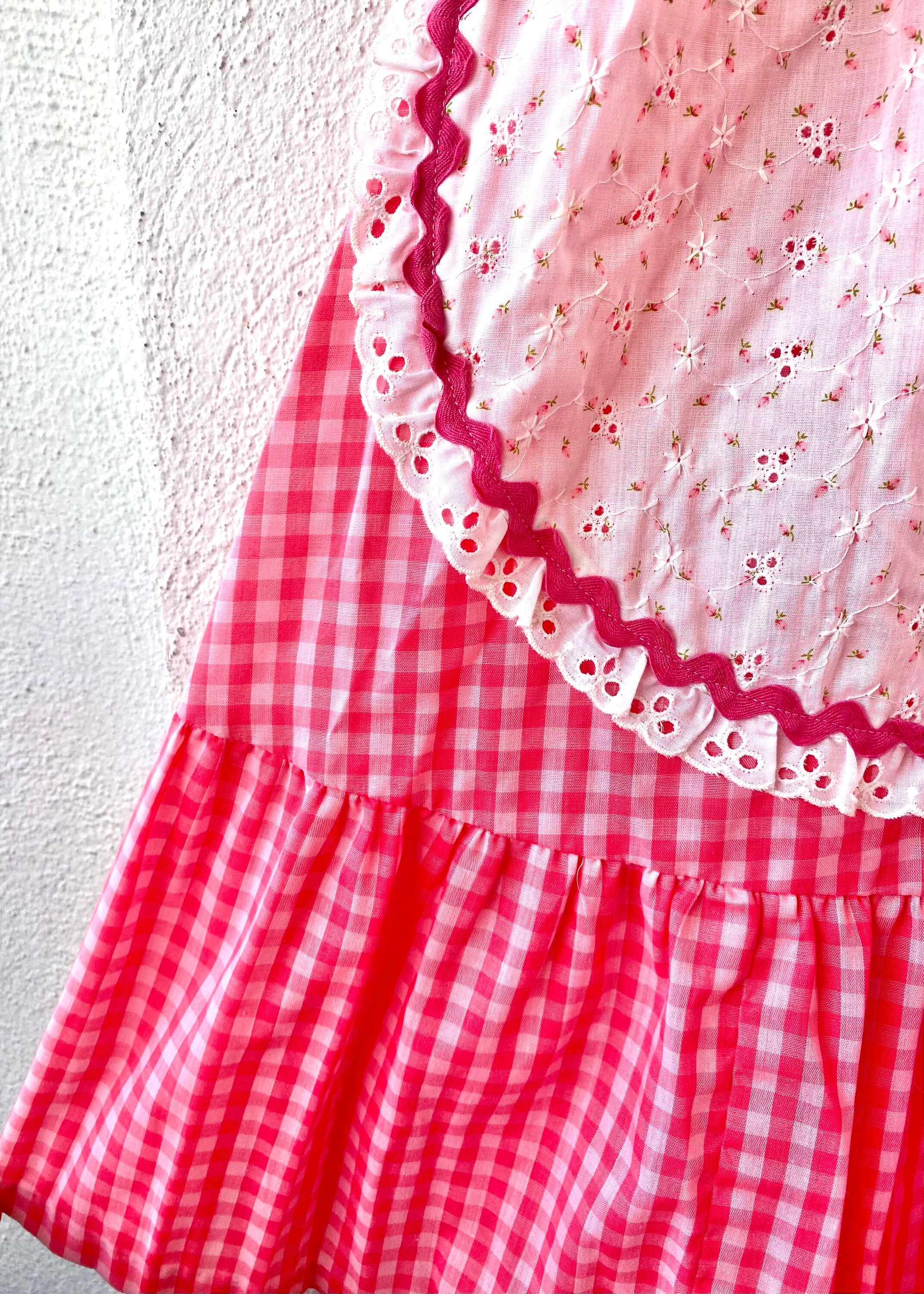 Vintage 60s Gingham Apron Dress: Pink Hawaiian Muumuu, Eyelet Lace - Etsy
