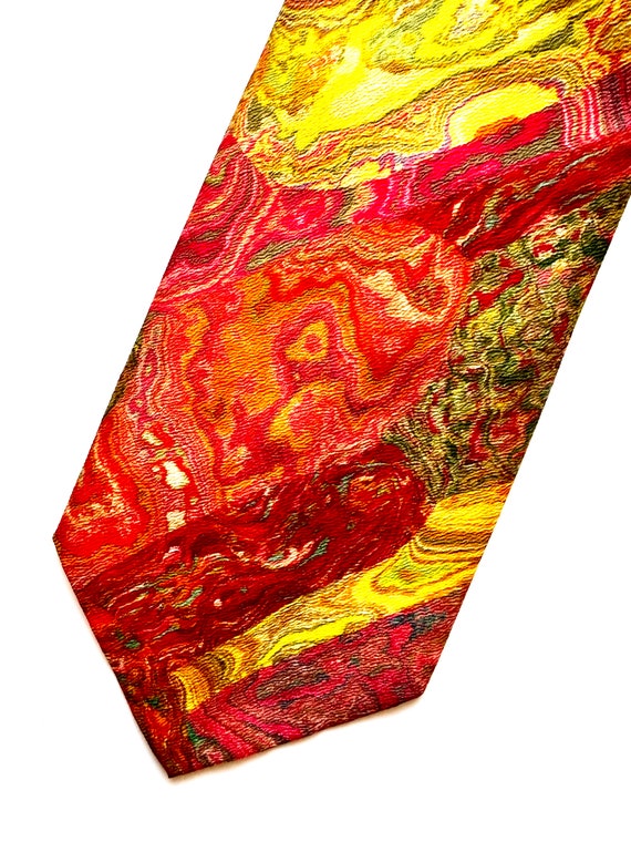 Vintage 60s Psychedelic Men’s Tie Bright Marble S… - image 2