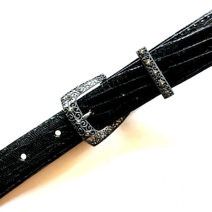 Judith Jack Jeweled Black leather vintage belt S Vintage Deco Judith Jack Sterling Silver Marcasite Belt  main image 3