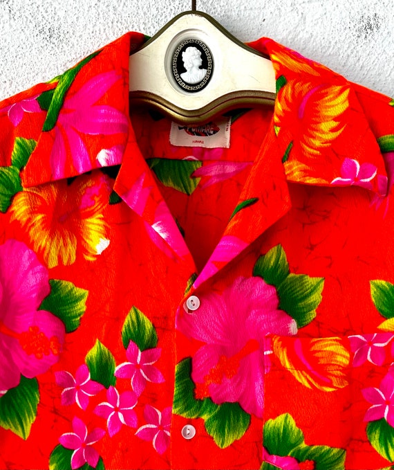 Vintage 60s Day Glow Hawaiian Shirt 70s Neon Brig… - image 5